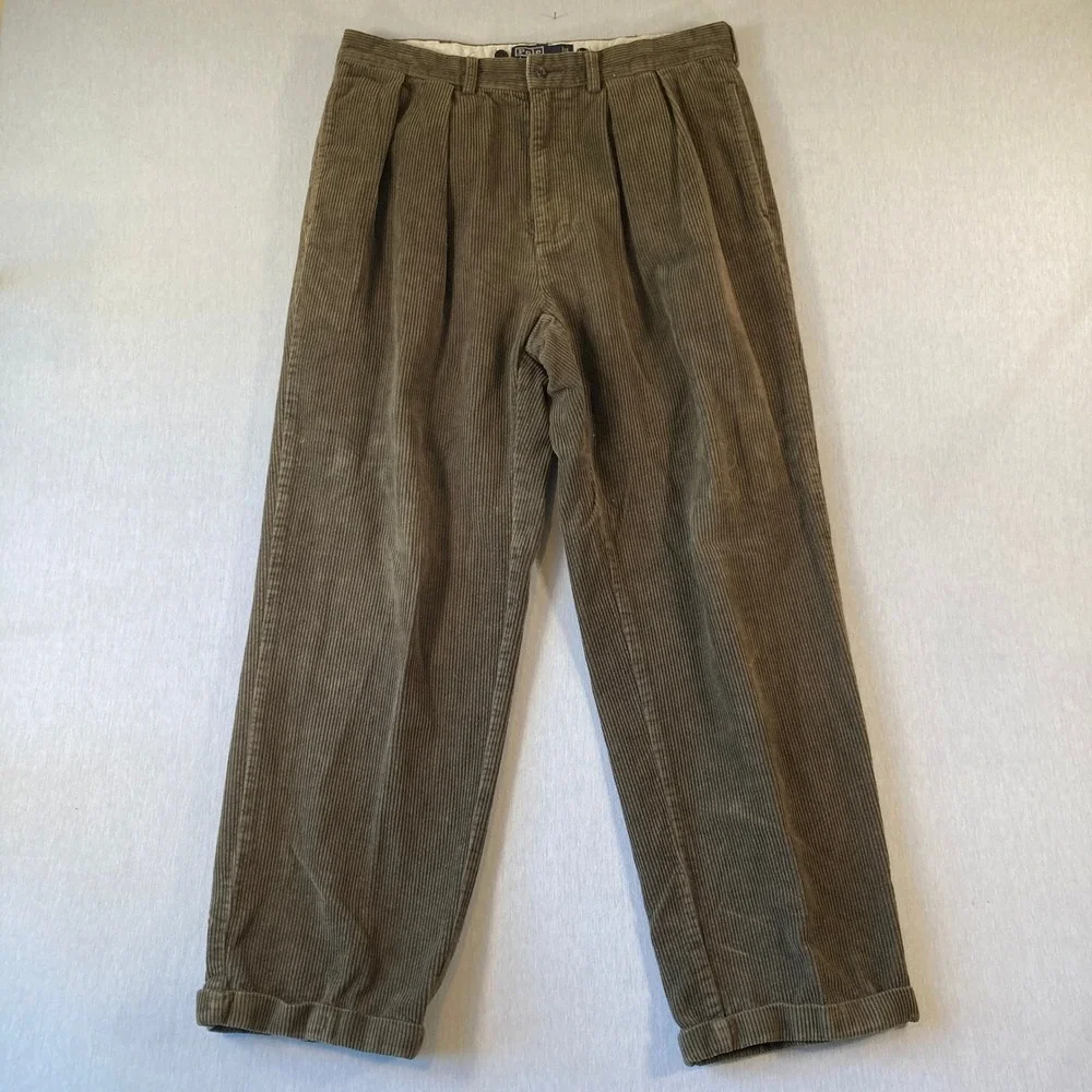 VTG Polo Ralph Lauren Andrew Pant CORDUROY Men 36x34 (Fit 33x28) Brown Preppy